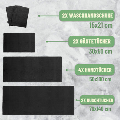 Green Mark Handtuch-Set 10-teilig, 100 % Baumwolle, Schwarz