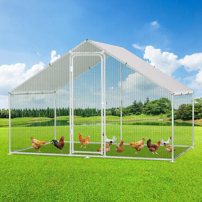 Izrielar XL Hühnerstall Freigehege. Großes, rechteckiges Metallgittergehege (3x2x2m) für sichere Hühnerhaltung im Freien.