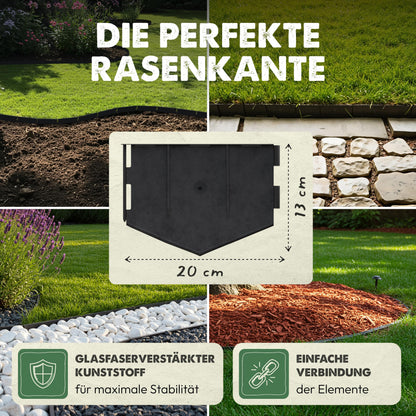 LAINFELD Rasenkante Kunststoff 10 m, Beeteinfassung anthrazit, 130 mm