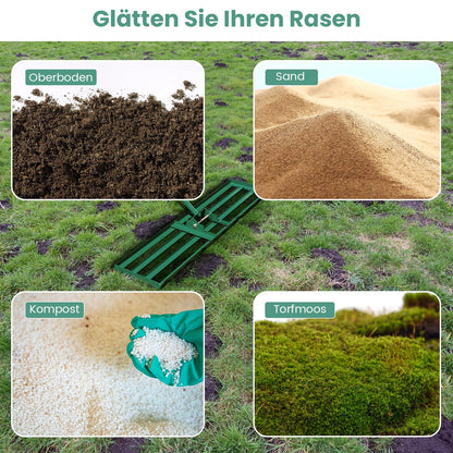 COSTWAY Rasen Nivellierrechen Metall, 91 × 25 cm, ergonomischer Griff