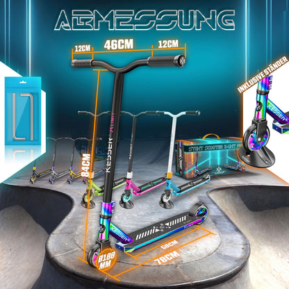 KESSER® Stunt Scooter X-Limit-Pro – 360° Lenkung mit Ständer