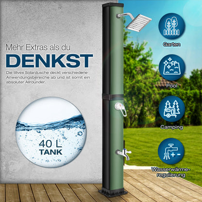 tillvex Solardusche 40 Liter mit Abdeckung und Einhebelmischbatterie