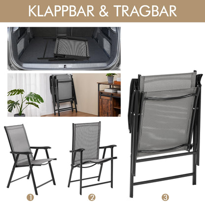 Yaheetech Gartenstühle 2er-Set, klappbarer Hochlehner, grau