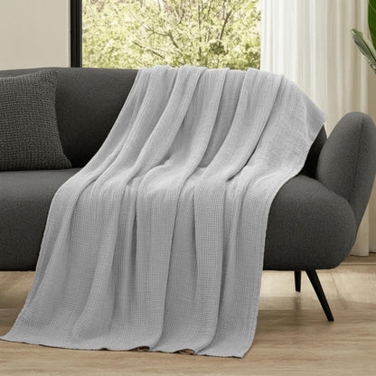 Dreamzie Musselin Tagesdecke 150x200 cm Baumwolle Hellgrau