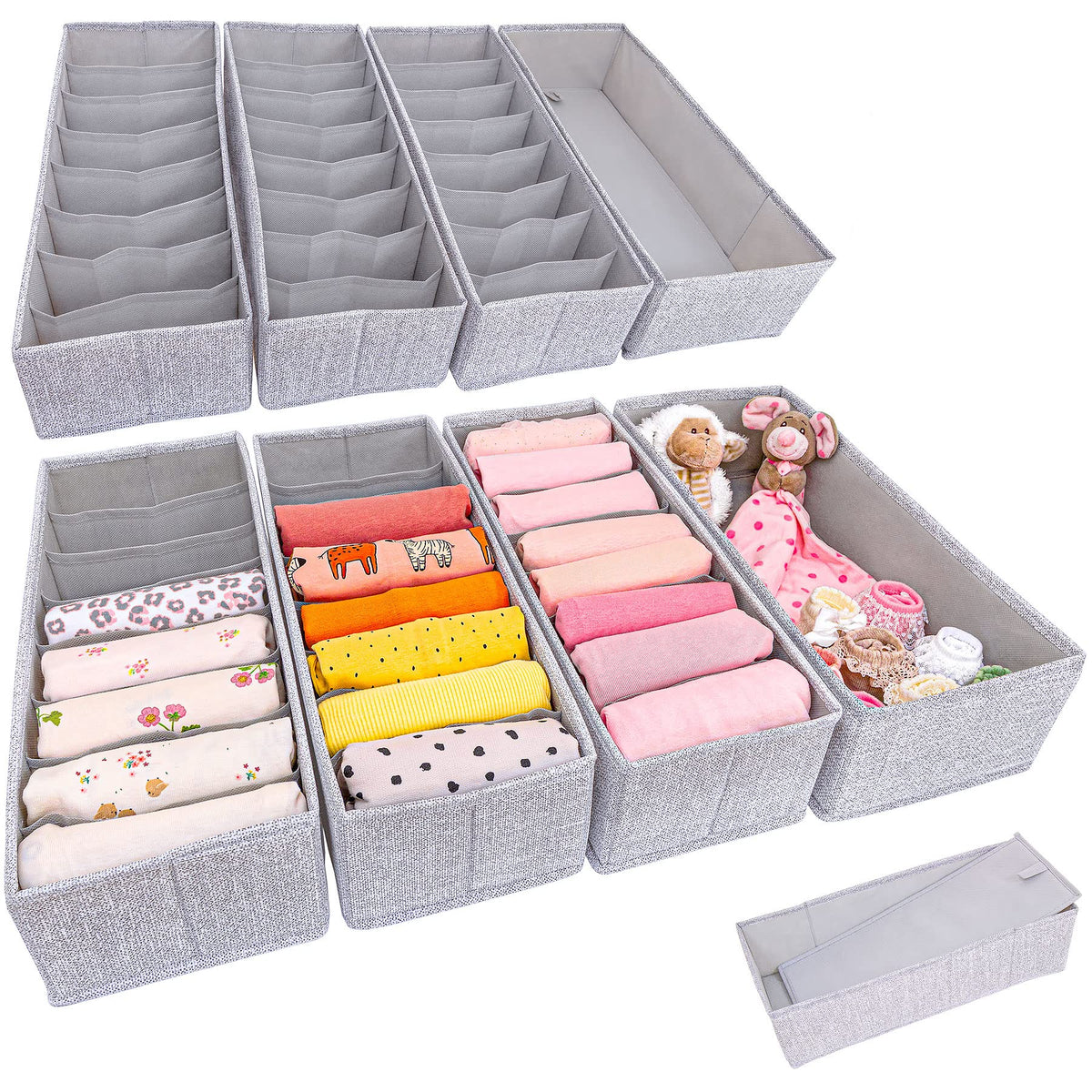 SIMPLE JOY HEMNES Double Organizer 8er Set für IKEA HEMNES 160 cm, Stoffboxen mit stabilem Boden