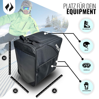 Driver13 Skistiefeltasche Bootbag mit Helmfach für Skischuhe, schwarz