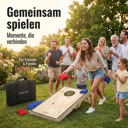 Briliantwerk Cornhole Spiel – 11-teiliges Echtholz Wurfspiel Set