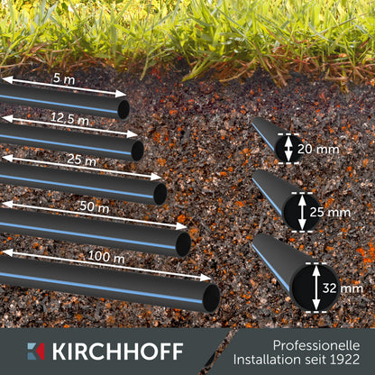 Kirchhoff HDPE Rohr 32 mm x 25 m | PE Verlegerohr, DVGW geprüft