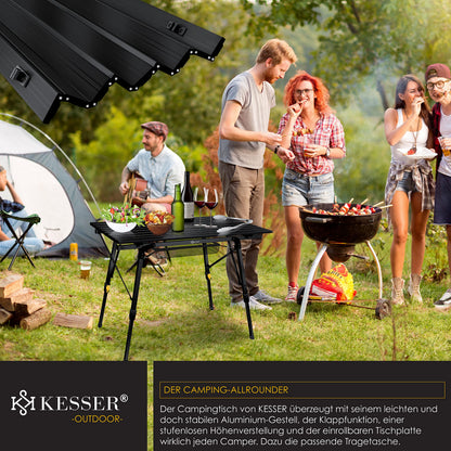 KESSER Campingtisch faltbar Aluminiumrahmen – 90x53cm Schwarz