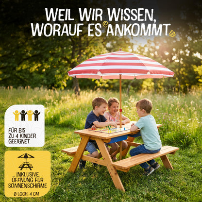 FRIEDO 2in1 Kindersitzgruppe aus lackiertem Holz mit Matschtisch