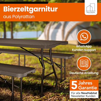 NewHabitat Bierzeltgarnitur klappbar, 3-teilig, Kunststoff, Schwarz