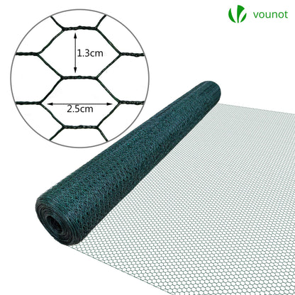 VOUNOT Maschendrahtzaun Sechseckgeflecht 13 mm, 100 cm x 25 m, Grün