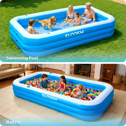 Sloosh Aufblasbarer Pool mit Sitzbank, 304,8 x 182,8 x 55,8 cm, Blau