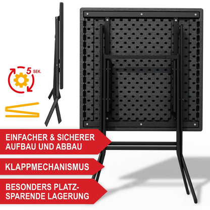 Onbest Balkontisch klappbar – Campingtisch in Holzoptik, eckig