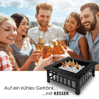 KESSER Feuerstelle 3in1 Feuerschale mit Grillrost und Funkenschutz