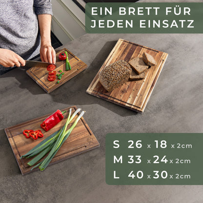 WALDWERK Schneidebretter Akazie 3er Set – mit Brettständer