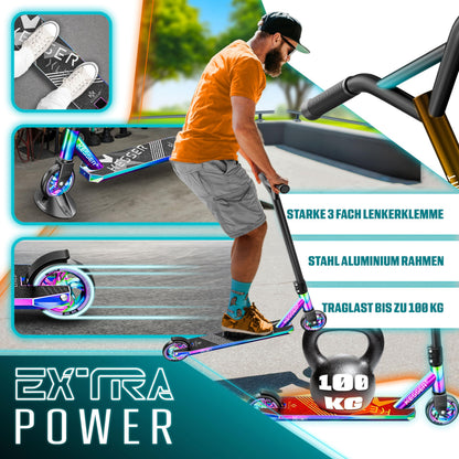 KESSER® Stunt Scooter X-Limit Stuntscooter - Rainbow