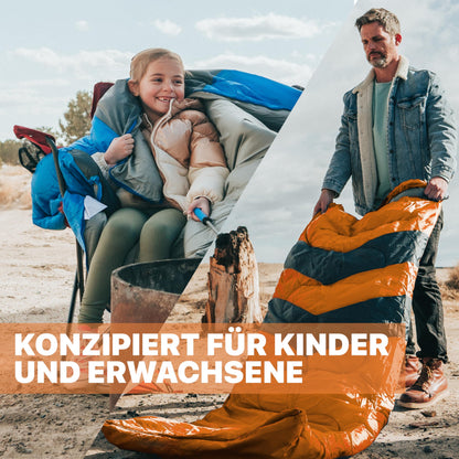 MalloMe Schlafsack für Erwachsene und Kinder, 10–25 °C, Orange