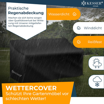 KESSER® Polyrattan Gartenbank 2-Sitzer mit Tisch – Anthrazit