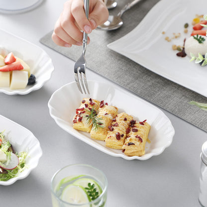 MALACASA Regular Pommesschälen 8er Set Porzellan Cremeweiss 360 ml