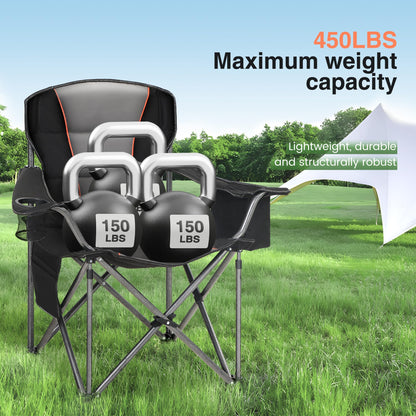 HIGH POINT SPORTS Campingstuhl XXL faltbar 2er Set bis 200 kg schwarz