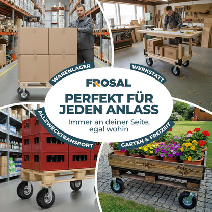 FROSAL Lenk- und Bockrollen Set Luftreifen 260 mm für Bollerwagen