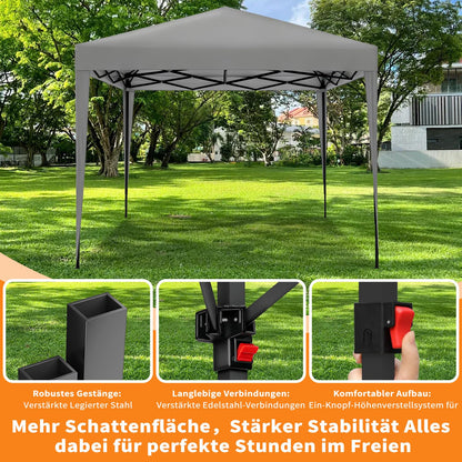 ISE Faltpavillon 3x3 m mit 4 Seitenwänden, UV-Schutz 50+, Grau