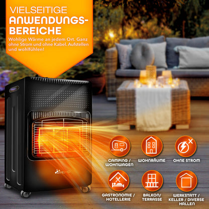 TRESKO Infrarot Gasheizung 4200W Gasofen mit Regler – Schwarz