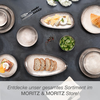 Moritz & Moritz VIDA Servierteller Set Beige, 2er-Set Porzellan