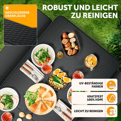 Blumtal Bierzeltgarnitur 3er Set klappbar, Rattan-Optik, schwarz