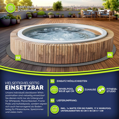 tillvex Whirlpool Unterlage rund 196 cm Bodenschutzmatte in Grau