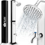 tillvex Solardusche 35 Liter Gartendusche mit Regenduschkopf, Silber, UV-beständiger Kunststoff