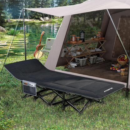 ATORPOK Campingbett Feldbett klappbar extra breit - Schwarz