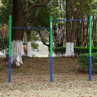 ZERRO Reckstange Outdoor doppelte Turnstange - grün-blau