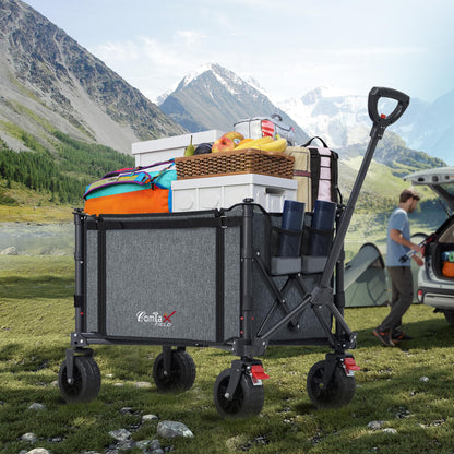 COMLAX FIELD Bollerwagen faltbar mit All-Terrain-Rädern, 120 l, grau