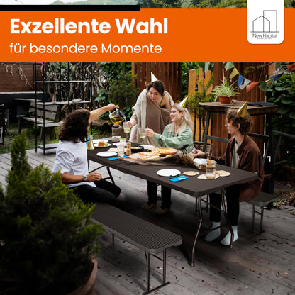 NewHabitat Bierzeltgarnitur klappbar, 3-teilig, Kunststoff, Schwarz