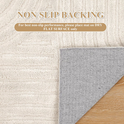 Enyhom Wohnzimmer Kurzflor Teppich waschbar 160x230cm - Beige