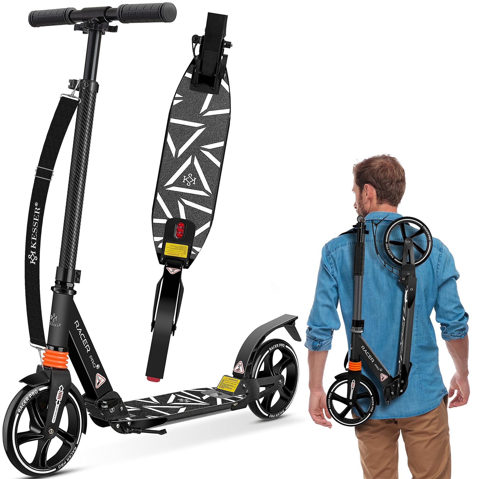 KESSER Pro-S Cityroller Tretroller - 205mm Doppel Federung. Tretroller mit 205mm Rädern und Doppel Federung für Fahrten in der Stadt.