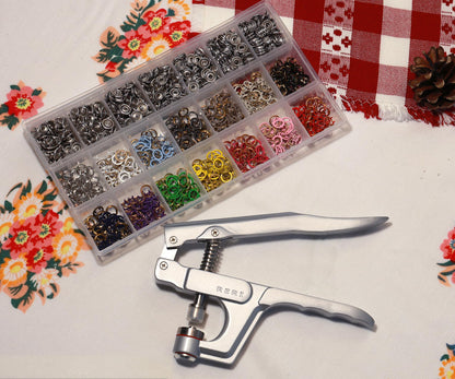RERI Druckknopf Set mit Zange, 280 Sets, 14 Farben, Ø 9,5 mm