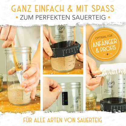 KRUSTENZAUBER Gärkörbchen & Sauerteig Starter Set, Rattan, 600 ml