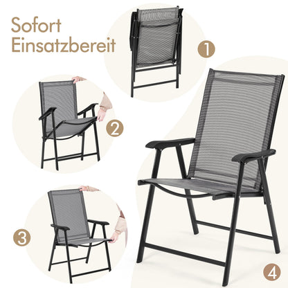 Yaheetech Gartenstühle 2er-Set, klappbarer Hochlehner, grau