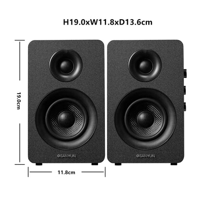 Sanyun SW208 3 Zoll Aktive Bluetooth Regallautsprecher - Schwarz