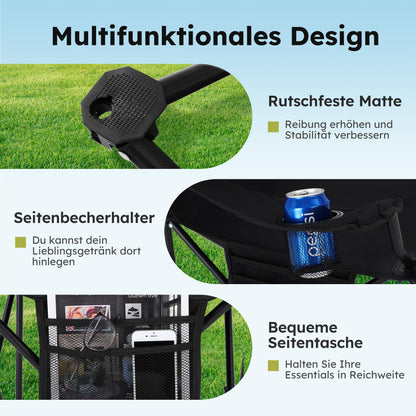 HIGH POINT SPORTS Campingstuhl 2er Set mit Getränkehalter & Kühlfach