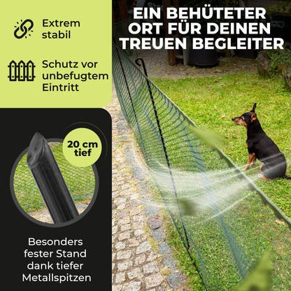 SELFmania Hundezaun 25 m x 120 cm, mobiler Begrenzungszaun in Schwarz