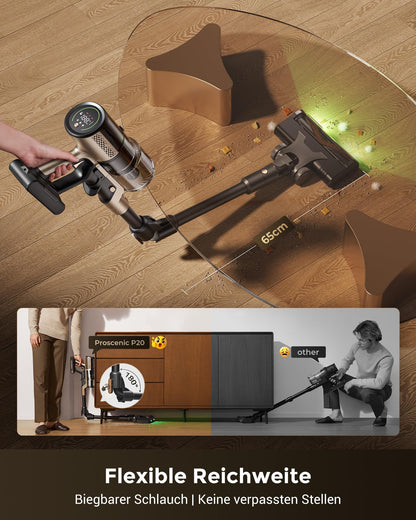 Proscenic P20 Akku-Staubsauger mit Wischfunktion, Aurum Schwarz