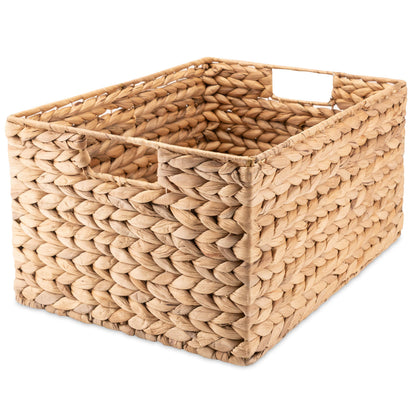 Decorasian Aufbewahrungskorb rechteckig Wasserhyazinthe 37cm 3er-Set. Rechteckige Wasserhyazinthen-Körbe für Ablage.