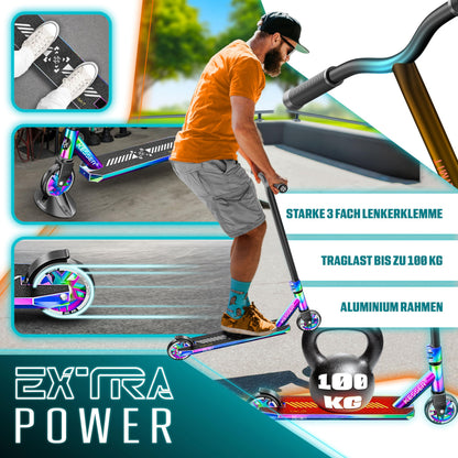KESSER® Stunt Scooter X-Limit-Pro – 360° Lenkung mit Ständer