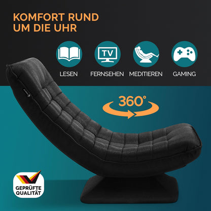 Casaria® verstellbarer Boden-Lounge-Sessel – drehbar, schwarz