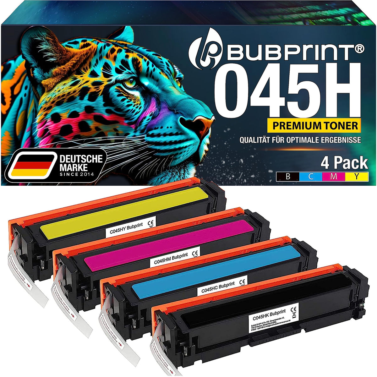 Bubprint Canon 045H Kompatibel Toner 4er Set: Vier schwarze Tonerkartuschen für Laserdrucker, liefert gestochen scharfe Ausdrucke.