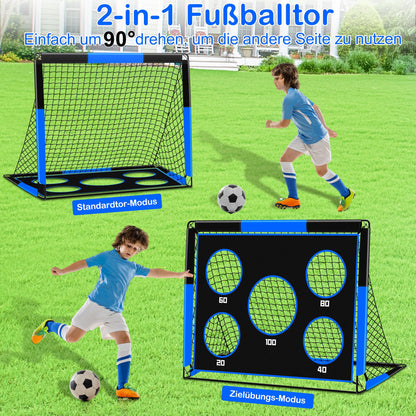 Gofady 2-in-1 Fussballtor für Kinder, 150 x 120 cm, 5 Zielbereiche